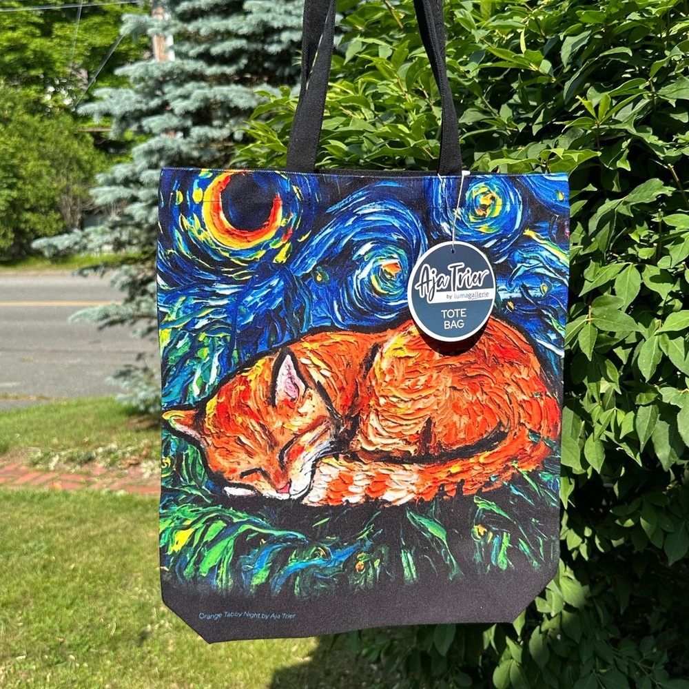 Starry Night Orange Cat Tote Bag - NWT - Picture 3 of 5